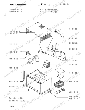 Взрыв-схема микроволновой печи Aeg MICROMAT 205 LW - Схема узла Section2